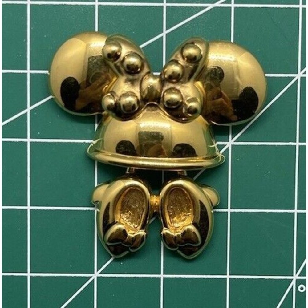 VINTAGE MINNIE MOUSE DISNEY BROOCH Signed Disney Napier Gold Color Shoes Dangle